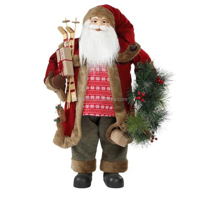 China Christmast Ornament 30~110cm Christmas Holding Santa Claus Navidad With Garland Ornament Decoration Holiday Figurine Collection Traditional Christmas for sale