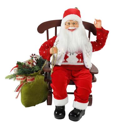 China Chair Cloth 55cm Santa Claus Animated With Light Holiday Collection Dolls Christmas Decoration Figurine Ornament Home Christmas Gifts for sale