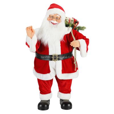 China 80cm Deluxe Christmas Standing Animated Santa Claus with Lighting Musical Figurine doll adornos de navidad ornament decoration for sale