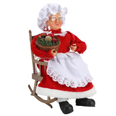 China 45cm Animated Mrs. Claus Santa Claus Cloth Electric Music Moving Santa Christmas Plush Decoration Figurine Doll Custom Cloth Festival for sale