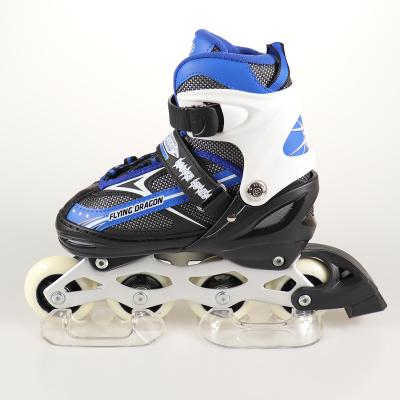 China Low EVA factory price in stock for wholesale PU 4 wheels adjustable inline roller skate shoe for sale