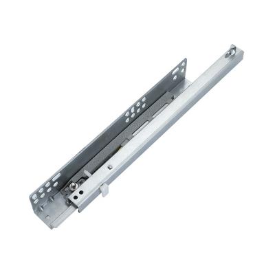 China Soft Narrow Telescopic Drawer Modern Full Glide MSY-1688 2 Fold Extension Rails Conclead Undermount Cabinet Electroplating Track for sale