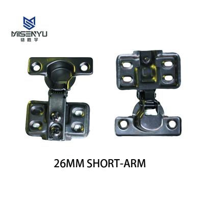 China Industrial Hot Sale MISENYU 26MM Cup Slide-on One Way Normal Short Arm Hinge In Stock Cold Rolled Hinge Steel Hinges For Cabinets for sale