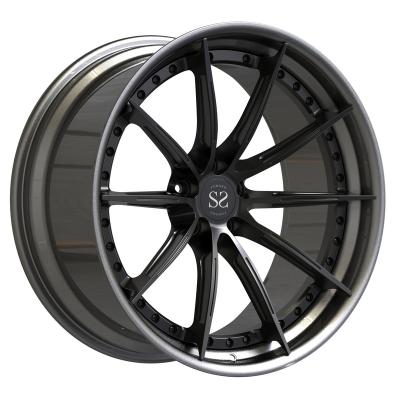 China ALLOY Satin Black Barrel 2 Piece Forged Passenger Car Wheels 5x112 Alloy Wheels for sale