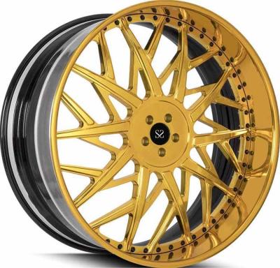 China Custom Red A6061 T6 Forged 3-PC 22 Rims For Aluminum Alloy GTR Wheels for sale