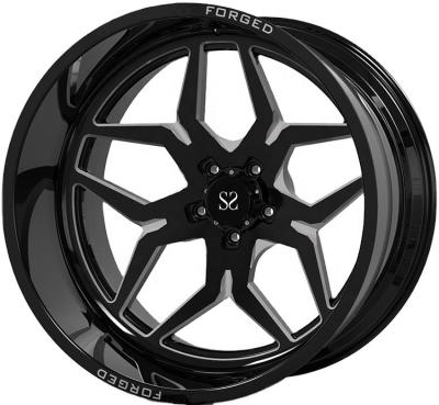 China A6061 T6 Gloss Black Milling Windows 4x4 Wheels Deep Lip 22x10, 22x12, And 22x14 / Forged Off Road Rims for sale