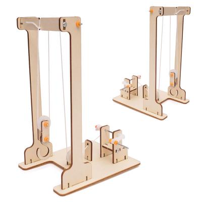 China Creative DIY Wooden Crane Hand Crank Mechanical Toys For Children 48x39.5x37cm for sale