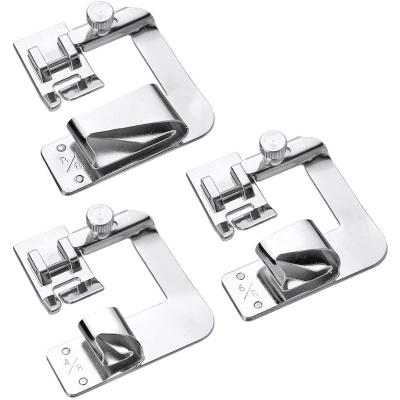 China 3 Size Wide Rolled Edge Pressure Foot Sewing Machine Presser Foot Hemmer Foot Set Low Leg Sewing Machine 3 Sizes for sale