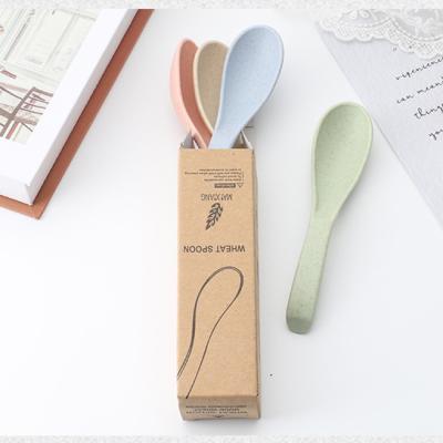 China Sustainable Household Hotel Spoons Boxed Wheat Straw Spoons Gifts Dinnerware Spoons Colorful Set of 4 for sale