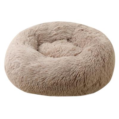 China Viable Wholesale Dog Bed Round Faux Fur Dog Bed Peach Skin Velvet Pet Bed for sale