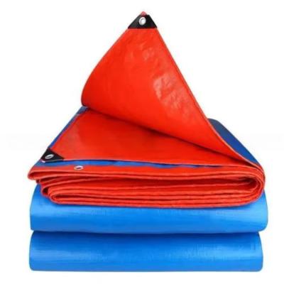 China PE Fabric Coated Blue Orange Tarpaulin Roll for Plaid Style Waterproof PE Fabric Cover for sale