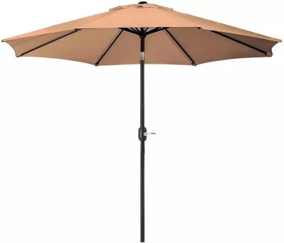 Chine Appuyez sur le bouton inclinaison et manivelle 8 côtes Tissu étanche Parapluie extérieure pour meubles de jardin de patio à vendre