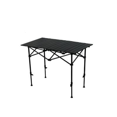 China Lightweight Iron Outdoor Camping Picnic Height Adjustable Folding Roll Wooden Table for sale