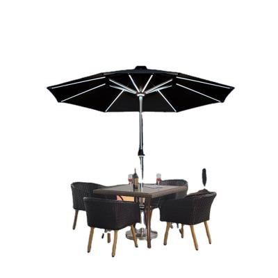 China General European Style Solar Energy USB Rechargeable Steel Patio Umbrella with 3 LED for sale