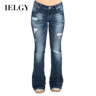 China IELGY viable women's jeans with ripped holes to show slimming micro flared pants women's pants for sale