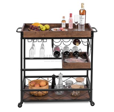 China Bulk Modern Hotel OEM 3 Layers Customized Kitchen Bar Serving Cart With 4 Wheels for sale