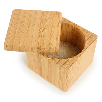 China Sustainable Plant Creative Simple Bamboo Jar Spice Condiment Seasoning Box With Cover for sale