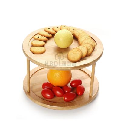 China Sustainable Hot Sale 2 Tier Bamboo Kitchen Spice Rack Tools Lazy Susan for sale