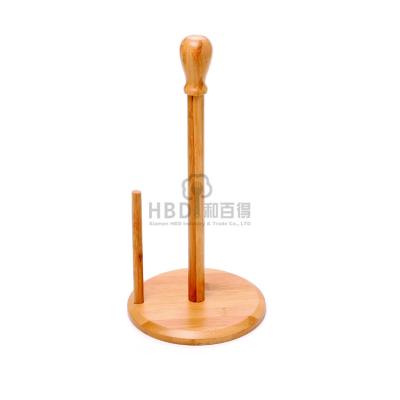 China Modern Perfect Standing Bamboo Wood Worktop Paper Towel Rack for sale