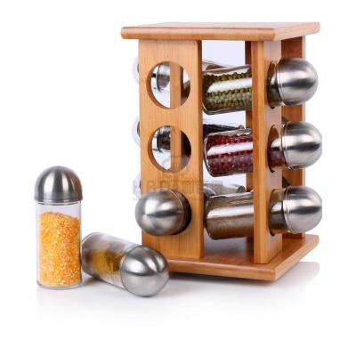 China Sustainable Wholesale Bamboo Spice Jar Rack Set On Sale for sale