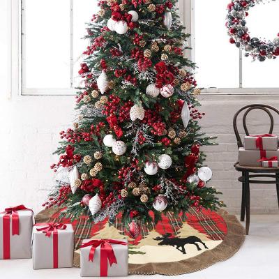 China Merry Christmas Decoration New Arrival Grid Cloth Tree Border Christmas New Year Grid 105cm Red and Green Decoration for sale