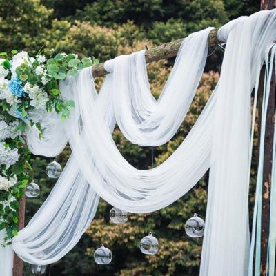 China Wedding Stage Decoration Gauze Curtain Wedding Decoration Wedding Chair Gauze Material Condole Back Net White Yarn Top European for sale