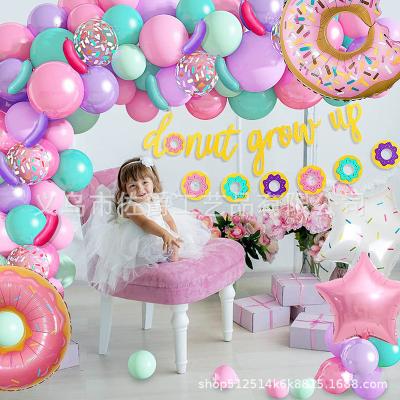 China Beautiful Colorful Summer Donuts Theme Balloons 81pcs Balloons Suits for Holiday and Birthday Party Decorations for sale