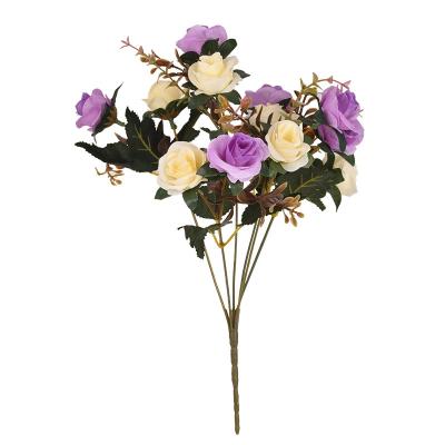 China Natural Touch 12 Diamond Rose Small Bundle Home Office Wedding Simulation Flower Decoration Fake Flower Silk Flower for sale