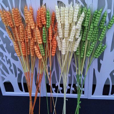 China Durable 3 Branch Artificial Mini European Foam Spike Faux Wheat Flower Bouquet For Party Wedding for sale