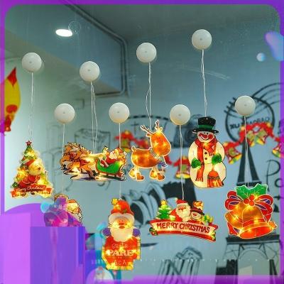 China Warm Festival Home Decoration Style LED Christmas Lights Window Trees Old Man Snowman With Suction Cup Lamp Lights Xmas Lights for sale