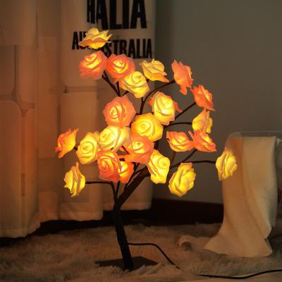 China Sale ON-OFF Like Hot Cakes On New LED Simulation Rose Tree Light USB Switch Lights Gift Table Lamp for sale