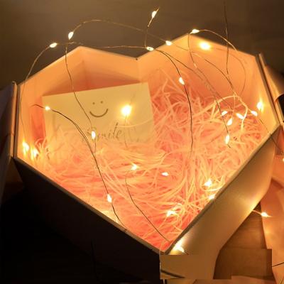 China Holiday Decoratoion 1M 10 Bulbs Led Wedding Decorative Light Bouquet Copper Wire Flower Gift Box Decorative Light String for sale