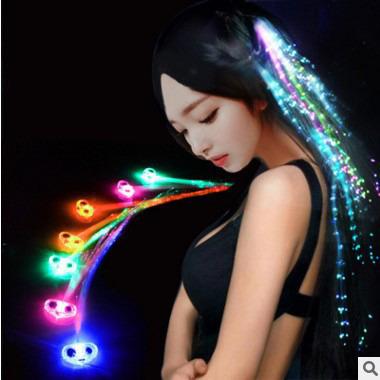 China Flash Bar Party LED Braid Light Up Colorful Hair Fiber Hair Braid For Party Or Festival Luminous Braid for sale