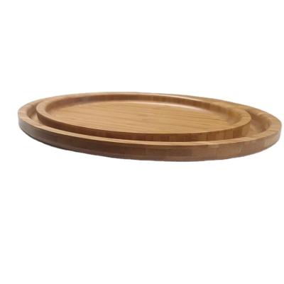 China Eco-friendly Sustainable Fruit Tray Oval Bamboo Tray Dinner Snack Tray Kids Design Bamboo Tray for sale