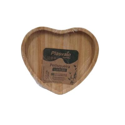 China Modern style personalized fruit heart-shaped bamboo tray sustainable creative wooden candy tray fruit dinner dish for sale