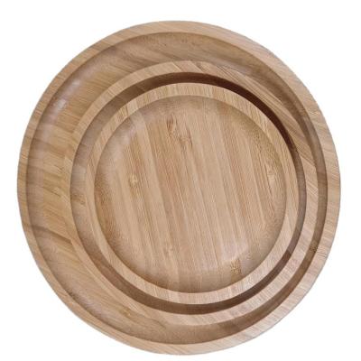 China Sustainable Hot Selling Eco-Friendly Reusable Wooden Bamboo Coconut Round Round Dish Wooden Dish Round Bamboo Serving Tray for sale