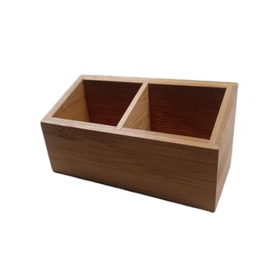 China Amazon Sustainable Hot Sale Bamboo Home Storage Set Two Compartment Kitchen Home Organizer Storage Box for sale