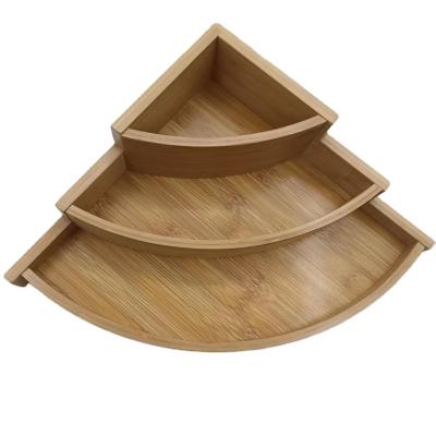 China Kitchen Space Saving Storage Rack Tool Bottle Wall Dish Home Indoor Wood Living Rack 3 Tier Bamboo Organizer for sale