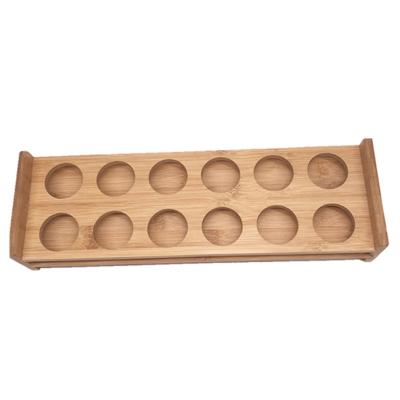 China Viable Wholesale Handmade Home Kitchen Egg Organizer Bamboo 12 Hole Spice Rack for sale