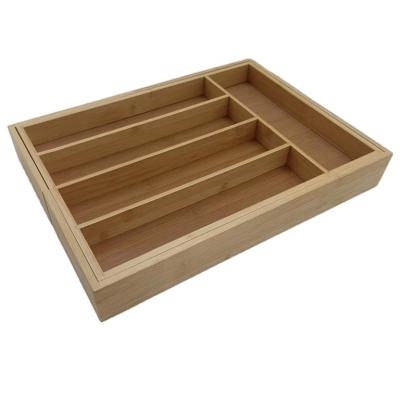 China Amazon Cutlery Tray Cutlery Drawer Storage Piece Viable Hot Selling Separate Bamboo Storage Box for sale