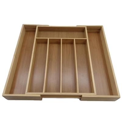 China Viable Expandable Cutlery Kitchen Drawer Storage Bamboo Pieces For Silverware Cutlery Knife Kitchenware Storage for sale