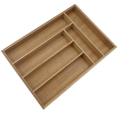 China Kitchen Cutlery Tray Utensil Drawer Organizer Bamboo Sustainable Storage with 6 Dividers Spacious Space and Bamboo Knife Storage Box for sale