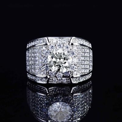 China Full diamond moissanite CLASSIC luxury lab grown diamonds wholesale men's rings silver 925 stone custom rings for man for sale