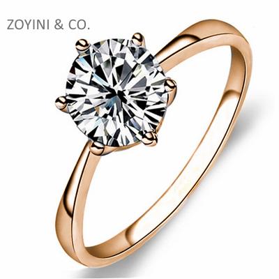 China ZOYINI CLASSIC 14k gold 1.5carat 7.5mm GH color moissanite lab diamond custom solid yellow round engagement ring for sale