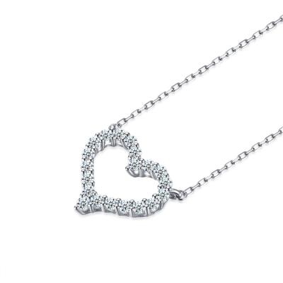 China Elegant Style Heart Shape CVD Diamond Necklaxe Lab Grown Diamond Chain Necklace Round Brilliant Cut for sale