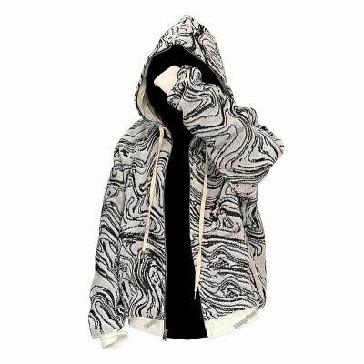 China Custom Made Breathable Hoodie Men's Vintage Blanket Full Zipper Logo Print Tapestry Woven Jacket for sale