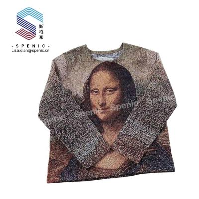 China Low MOQ Mona Lisa Woven Pull Over Blanket Breathable Tapestry Custom Sweater for sale