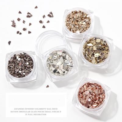 China Easy Apply 8 Colors Nail Art Irregular Glass Flakes DIY Nail Decoration for sale