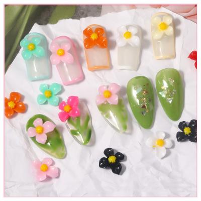 China Beautiful 10 Pcs Nail Art DIY Decoration 3D Resin Colorful Flower Nail Decoration for sale