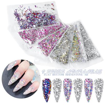 China Shiny Nail Art Rhinestone Decoration Mixed Sizes Flat Bottom Colorful Shiny Rhinestone for sale